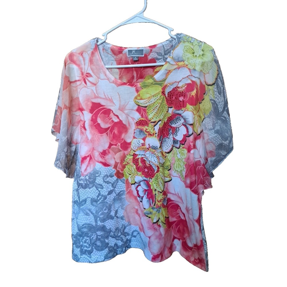 JM Collection Women's Floral Polyester Top Blouse Shirt Size Small